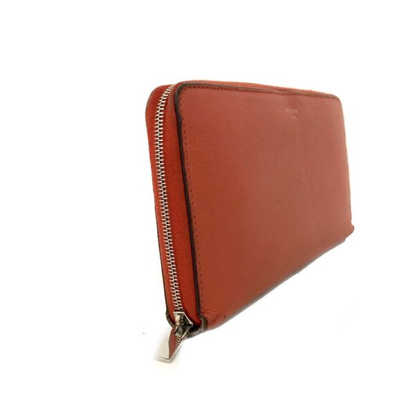 CELINE Logo Orange Leather Zip Around Long Wallet /3U0790 - Picture 2 of 7